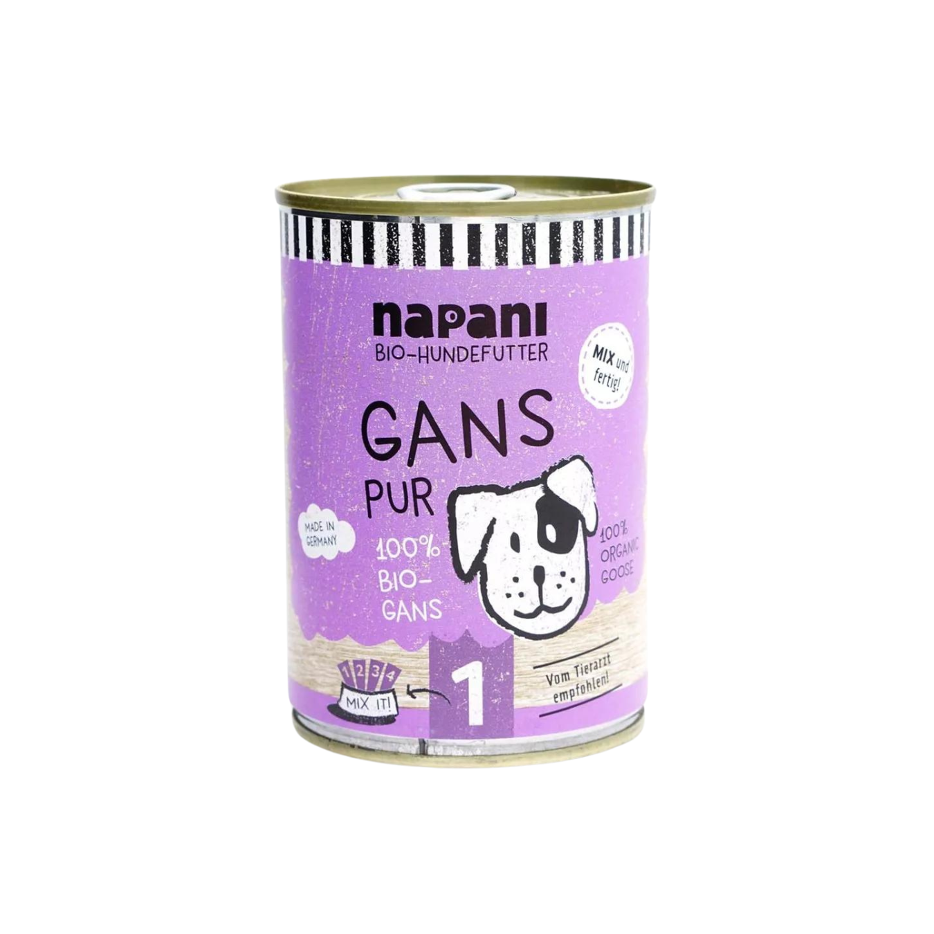 01.5 - Viande doie - Aliment biologique en conserve pour chiens - Repas complet et quilibr - Napani 400g