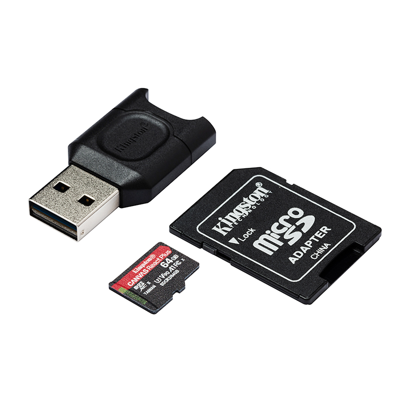 Cartão Kingston 64GB microSDXC React Plus SDCR2 ADP + MLPM