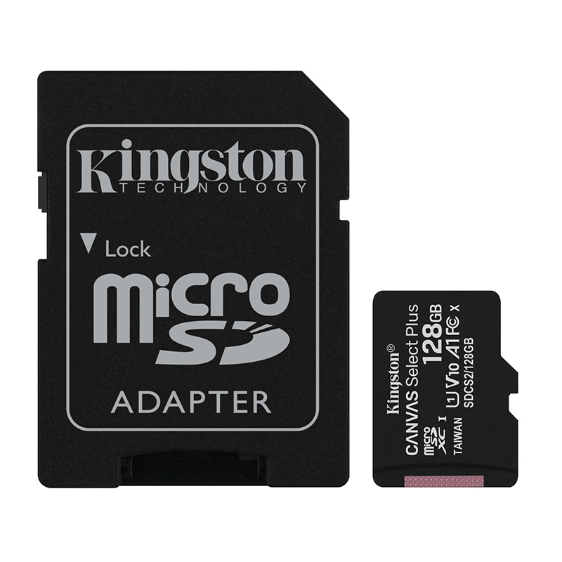 Cartão Kingston MicroSDXC 128GB Select 100R A1 C10+ ADP
