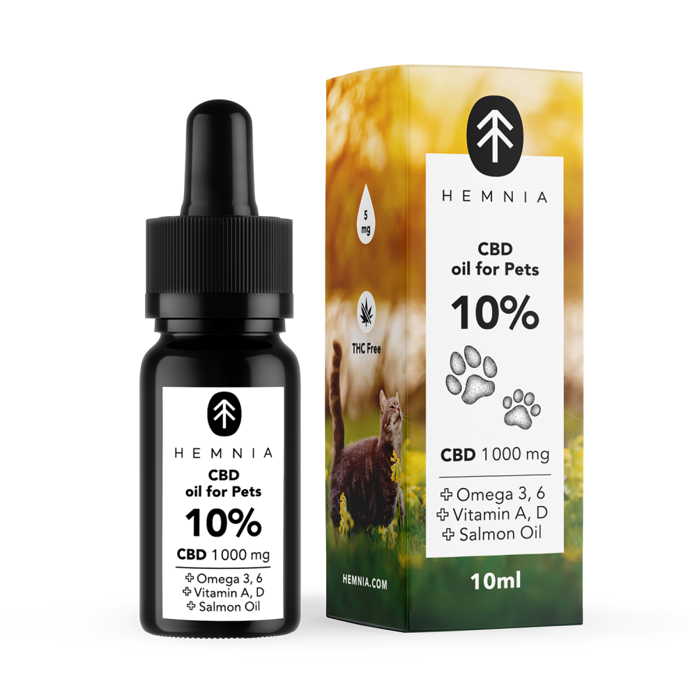 Hemnia CBD em leo de salmo para animais - 10% CBD, 1000 mg, 10 ml