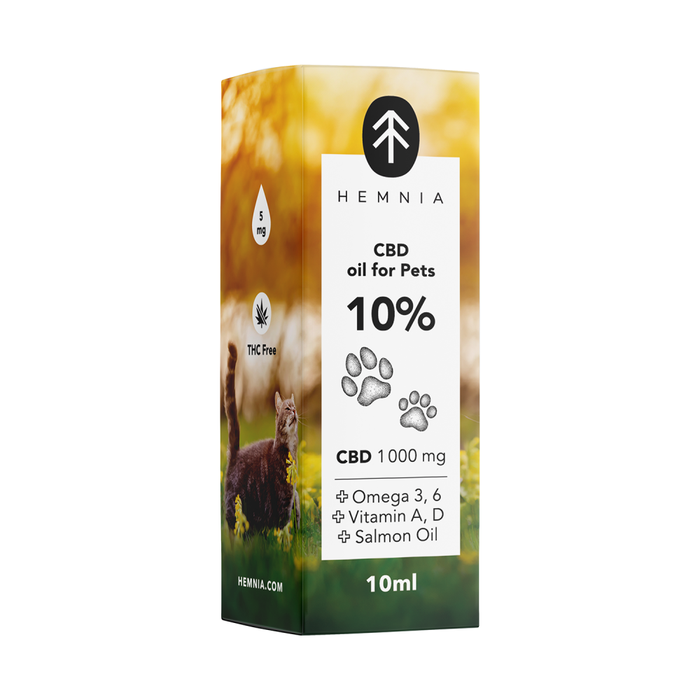 Hemnia CBD em leo de salmo para animais - 10% CBD, 1000 mg, 10 ml