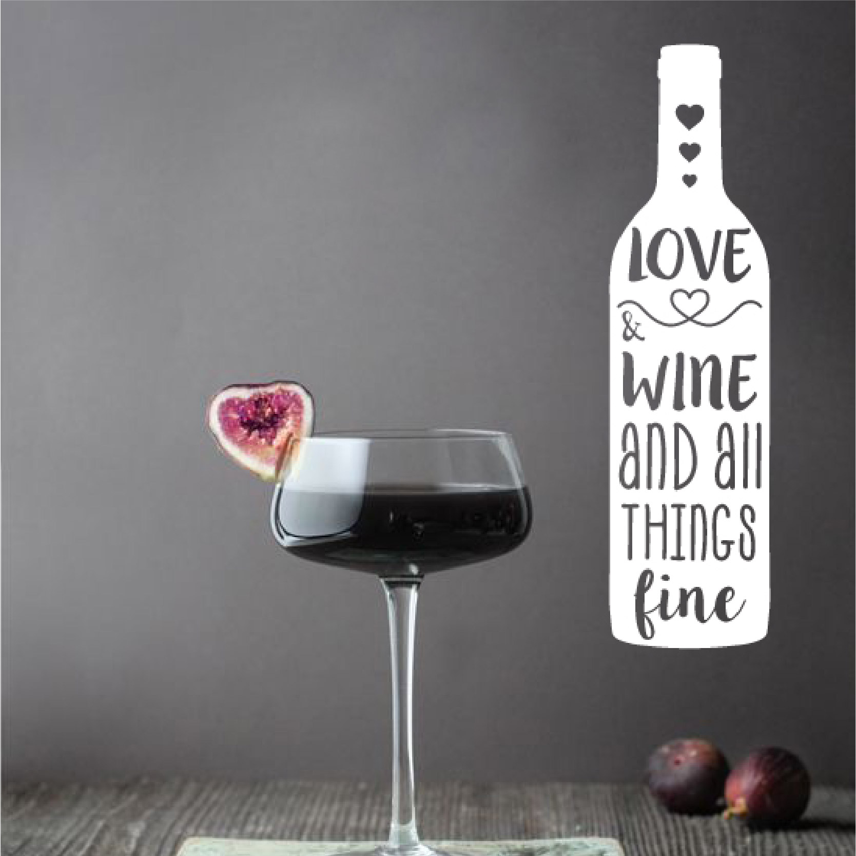 Wall sticker Love, wine & all