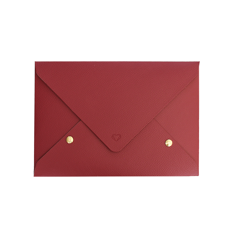 Envelope in dark red faux leather