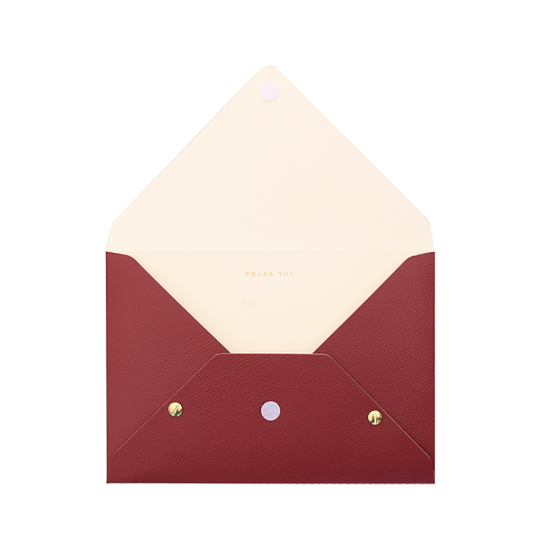 Envelope in dark red faux leather