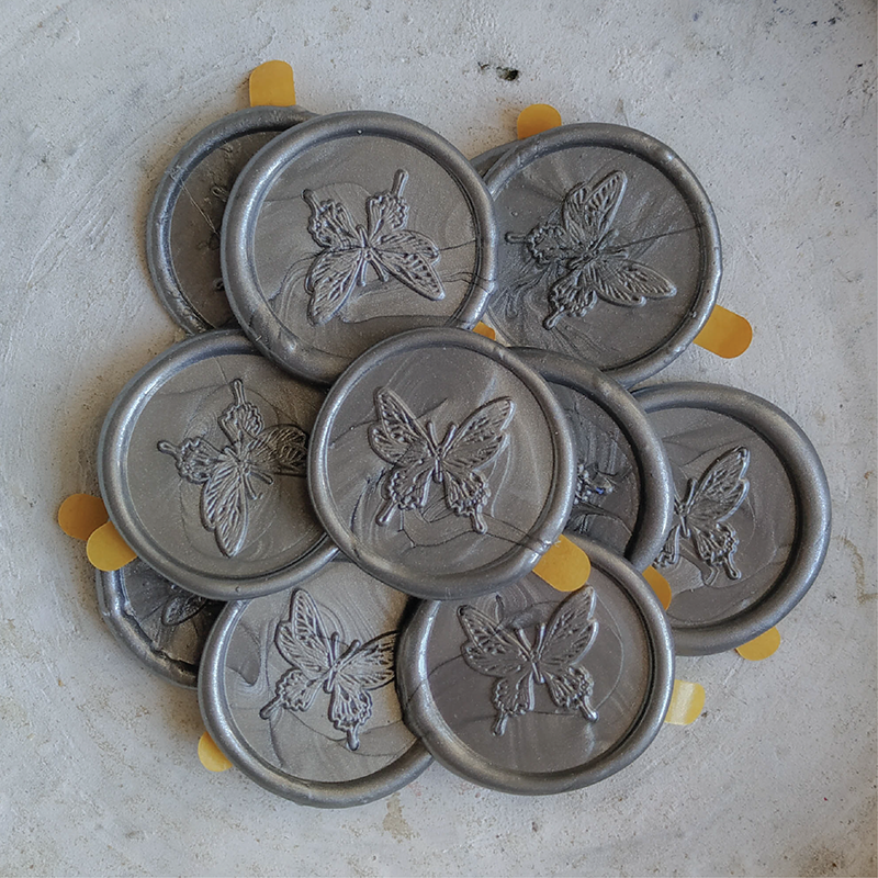 Wax seal Butterfly silver / 10 pack