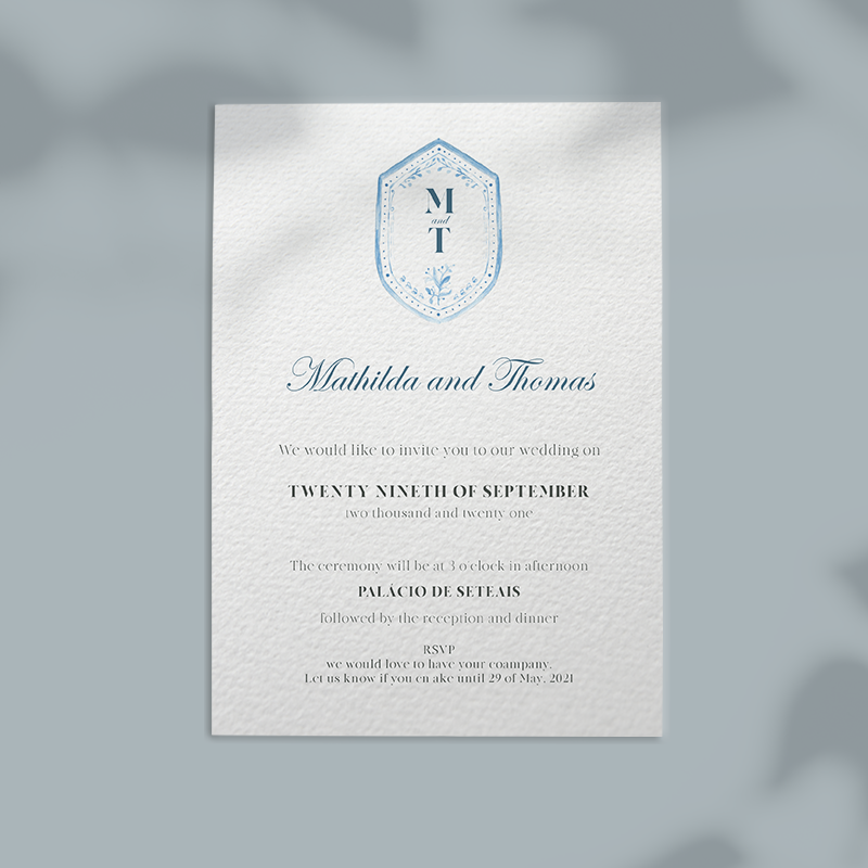 Watercolor crest with 2 initials