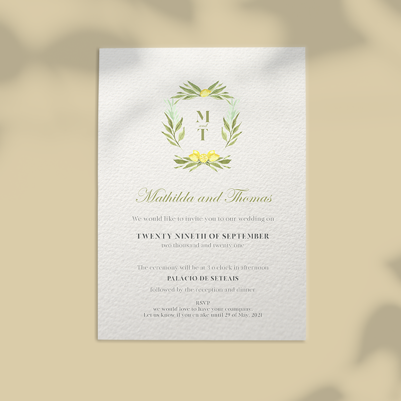 Watercolor crest with 2 initials