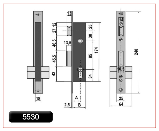 Fechadura Monoponto de Lingua Reta, SRIE 5530