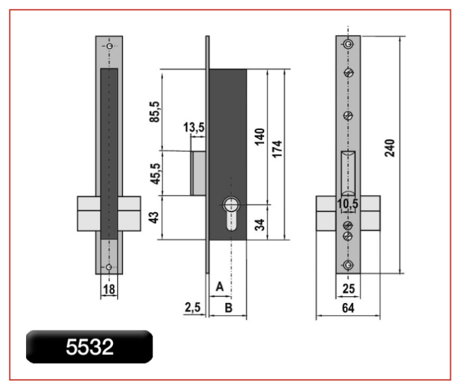 Fechadura Monoponto de Lingua Reta, SRIE 5530