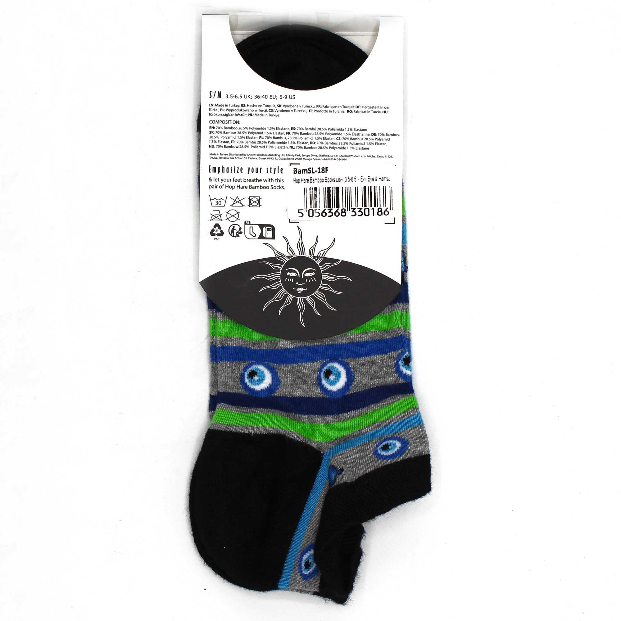 Evil Eye e Hamsa - Meias Curtas Hop Hare Bamboo (41-46)