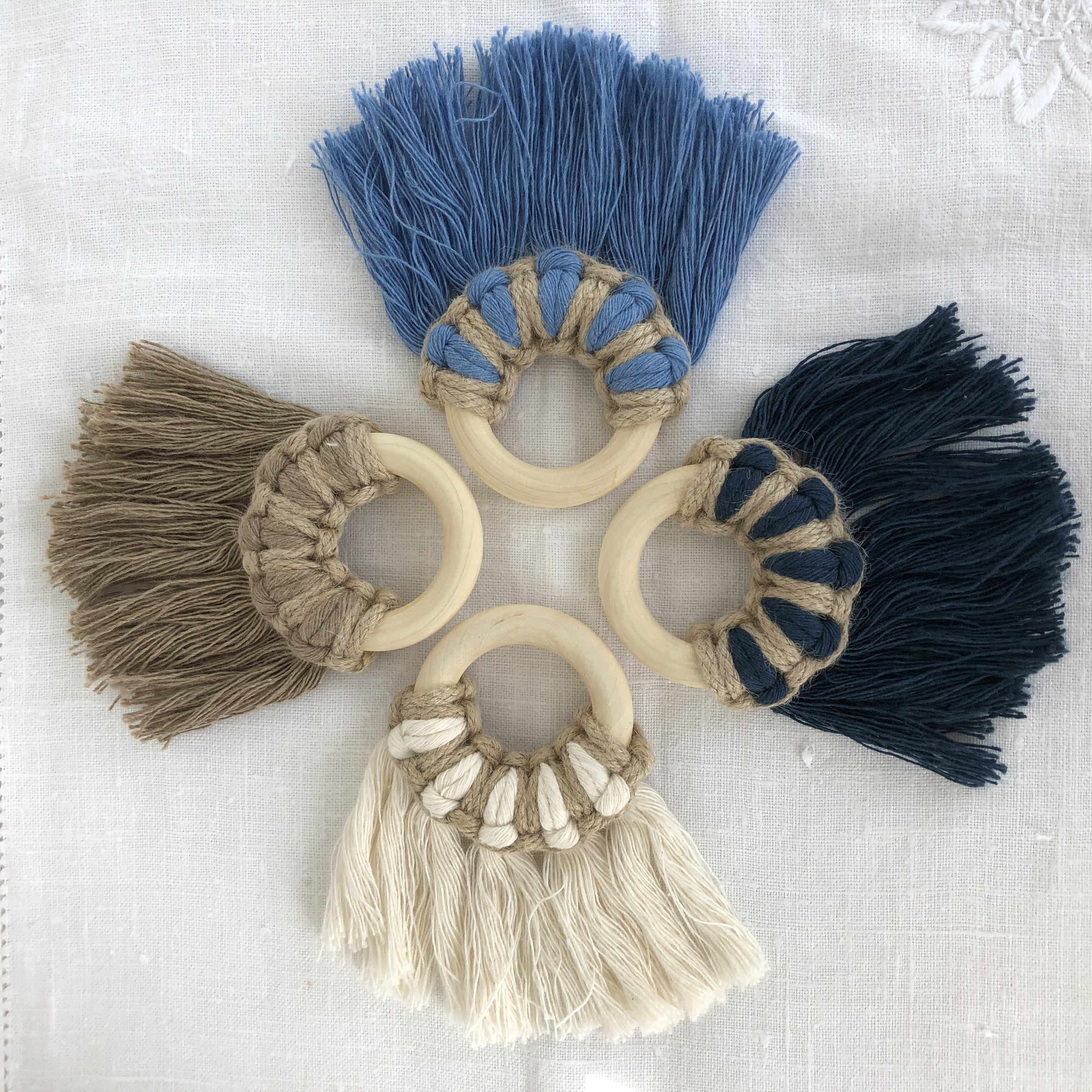 Argolas Macrame Azul (4un)