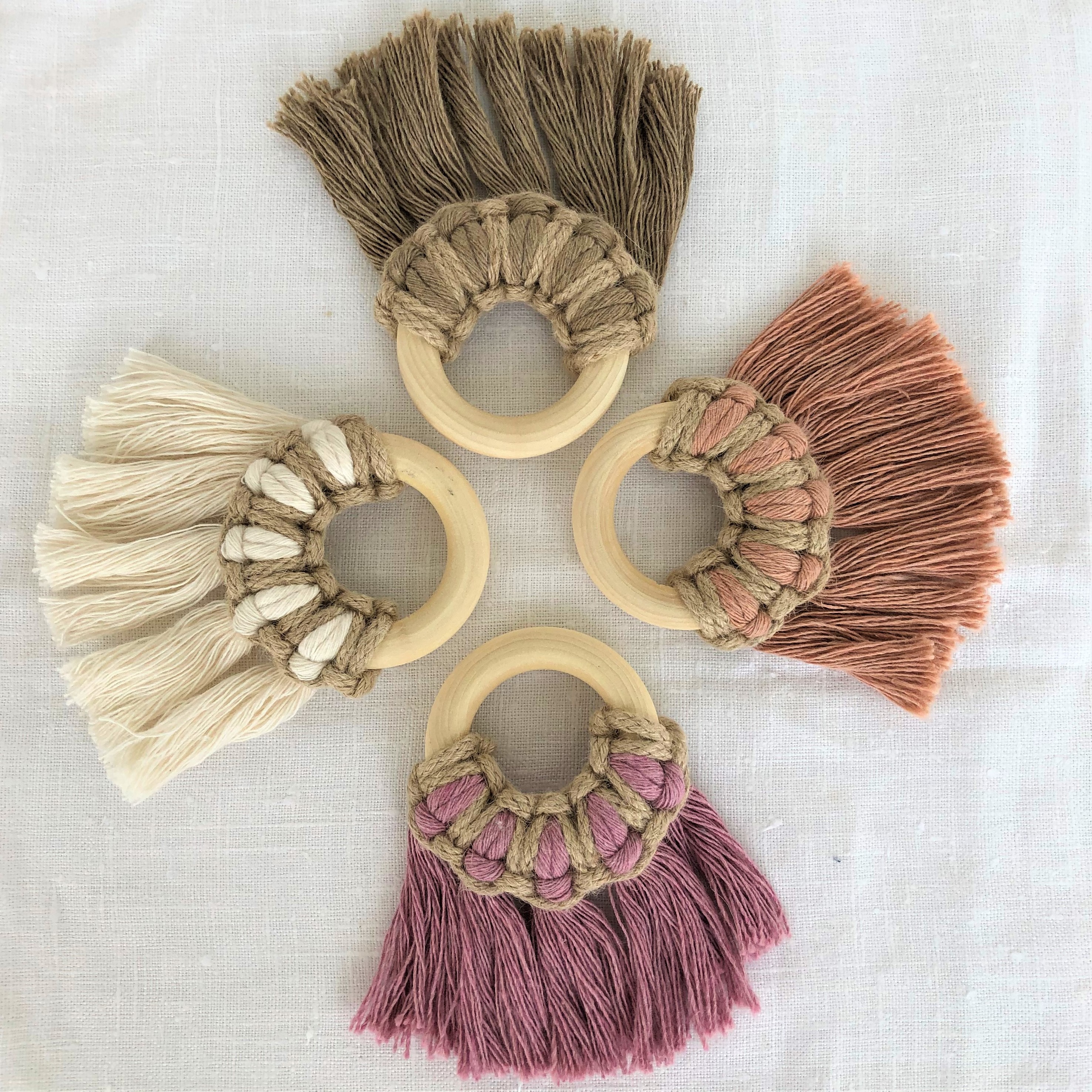 Argolas Macrame Rosa (4un)