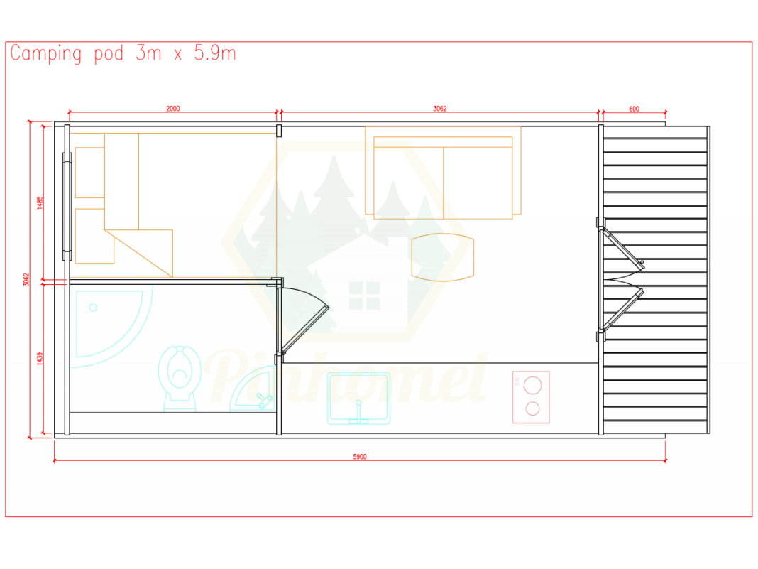 Camping Pod - 3 x 5.9m, 28mm