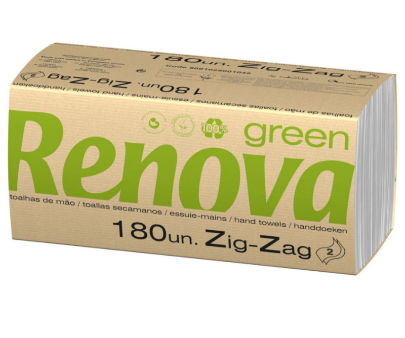Toalha de Mão zig-zag Renova Green 180 folhas - Caixa 30 maços